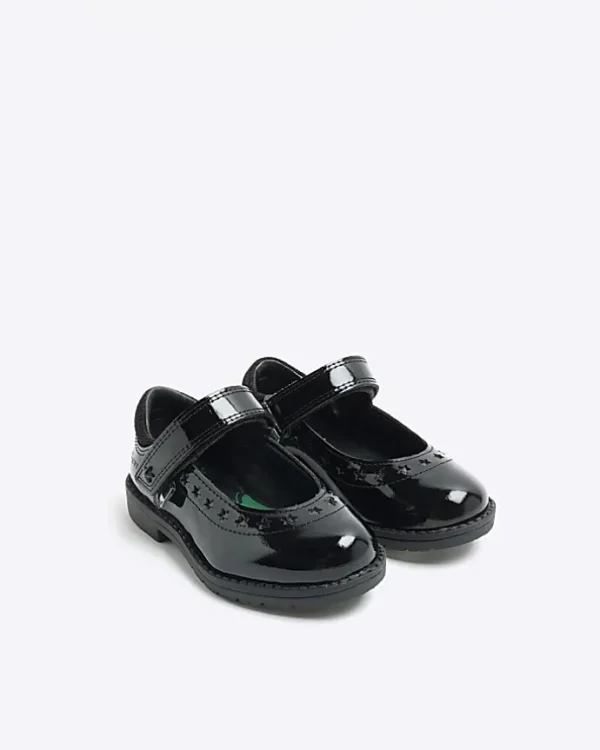 Mini girls black Kickers star embossed shoes