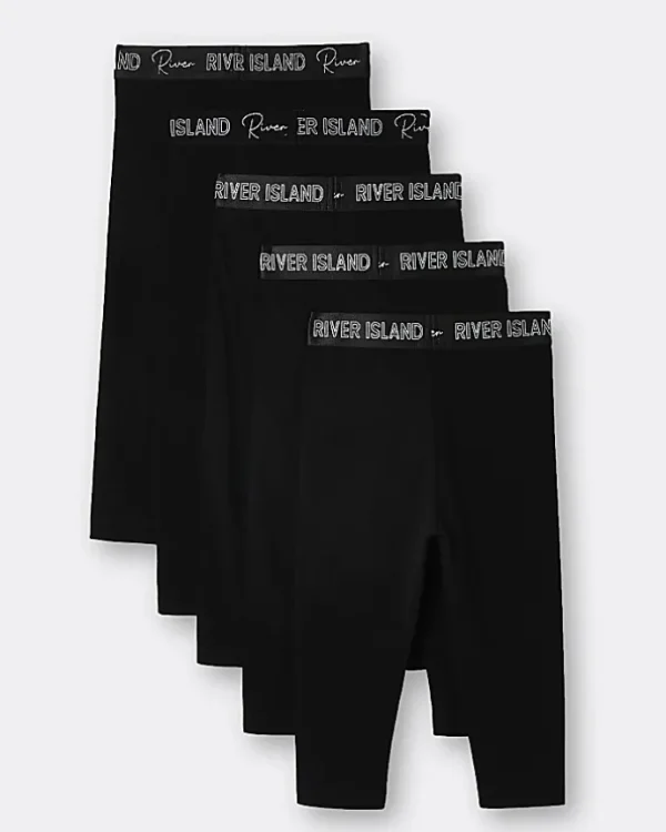 Mini girls black RI waistband leggings 5 pack