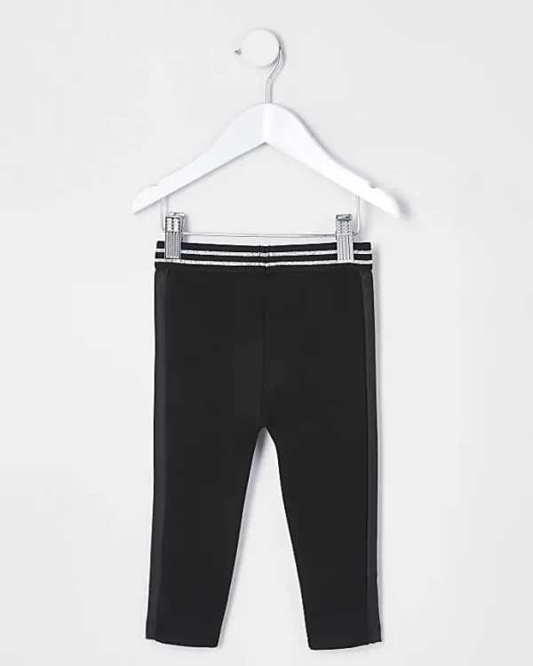 Mini girls black stripe leggings