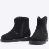 Mini girls black studded western boots