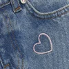 Mini girls blue embroidered heart mom jeans