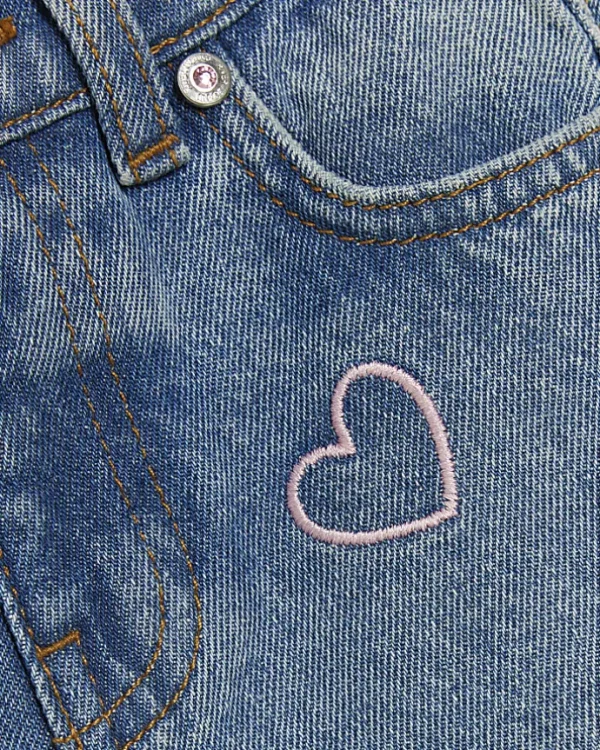 Mini girls blue embroidered heart mom jeans