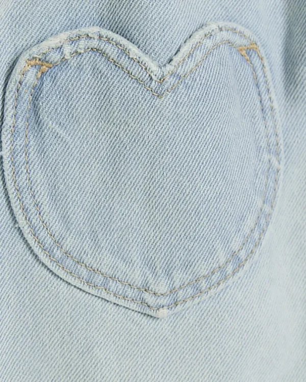 Mini girls blue heart pocket paperbag jeans