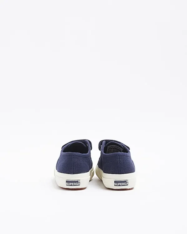 Mini girls navy superga velcro shoes