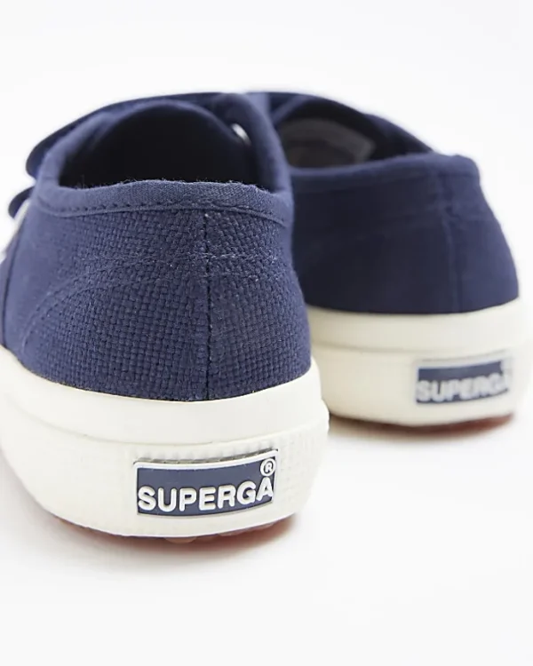 Mini girls navy superga velcro shoes