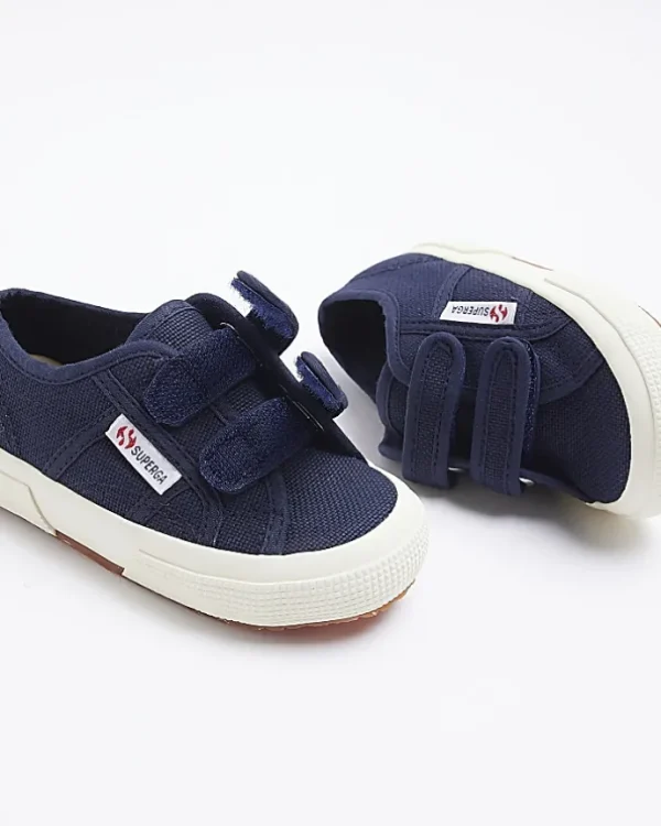 Mini girls navy superga velcro shoes