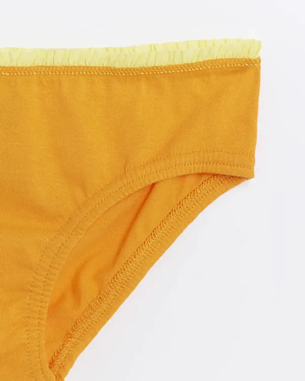 Mini girls orange frill briefs 6 pack