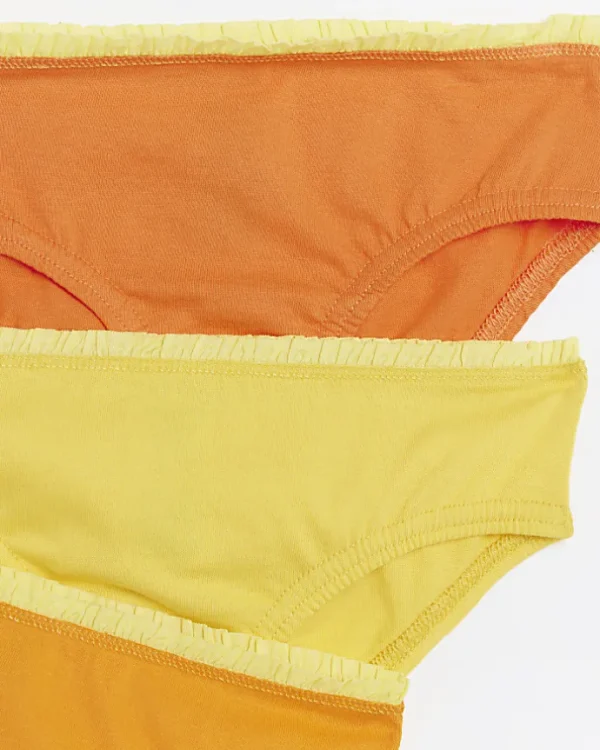 Mini girls orange frill briefs 6 pack