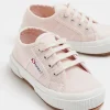 Mini girls pink Superga lace up trainers