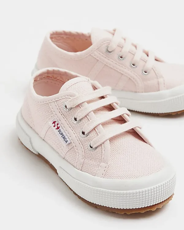 Mini girls pink Superga lace up trainers