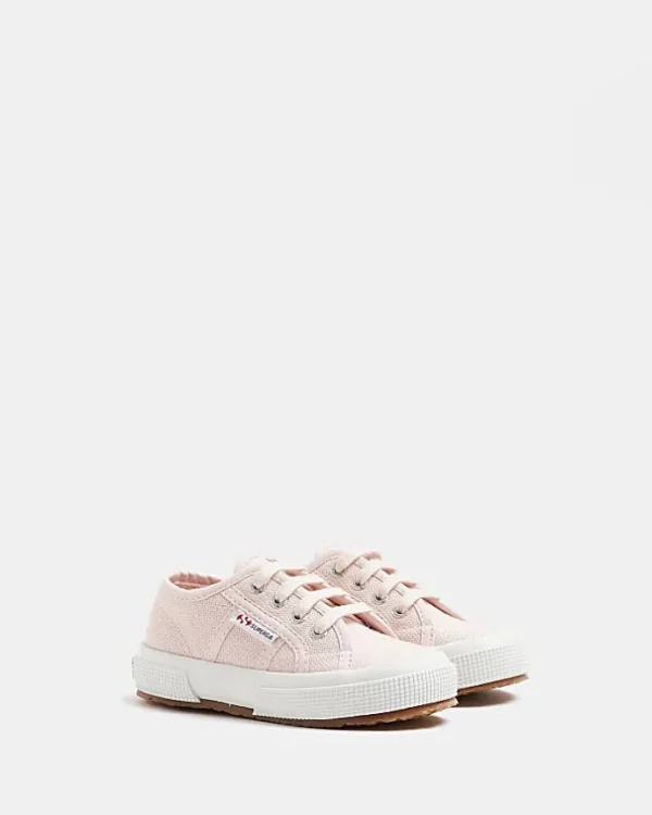 Mini girls pink Superga lace up trainers