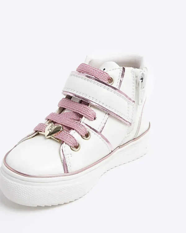 Mini girls white graffiti high top trainers