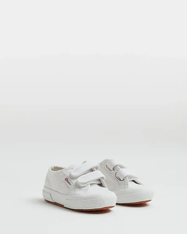 Mini girls white superga velcro shoes