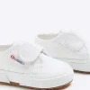 Mini girls white Superga velcro trainers