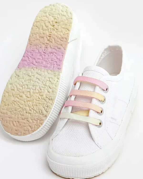 Mini girls White Superga Rainbow Trainers