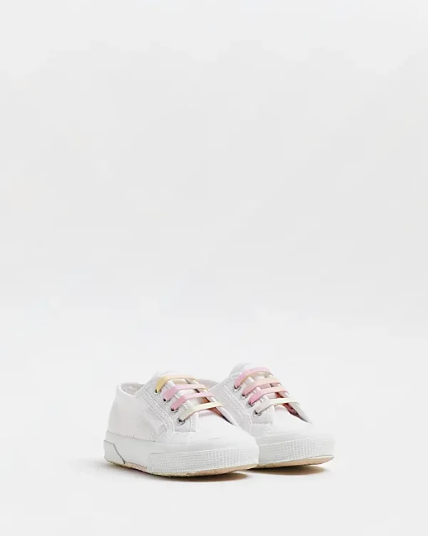 Mini girls White Superga Rainbow Trainers