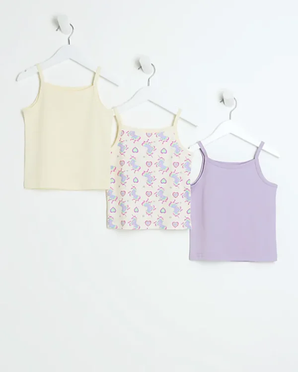 Mini girls yellow unicorn vest 3 pack