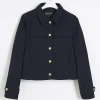 Navy button detail crop jacket