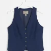 Navy button front waistcoat