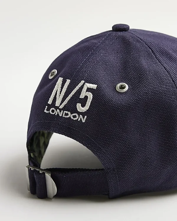 Navy canvas embroidered cap