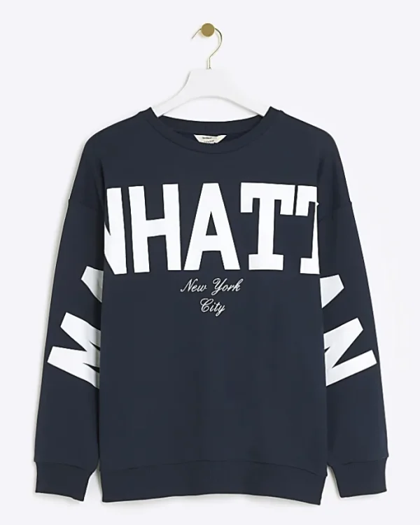 Navy Manhattan graphic sweatshirt