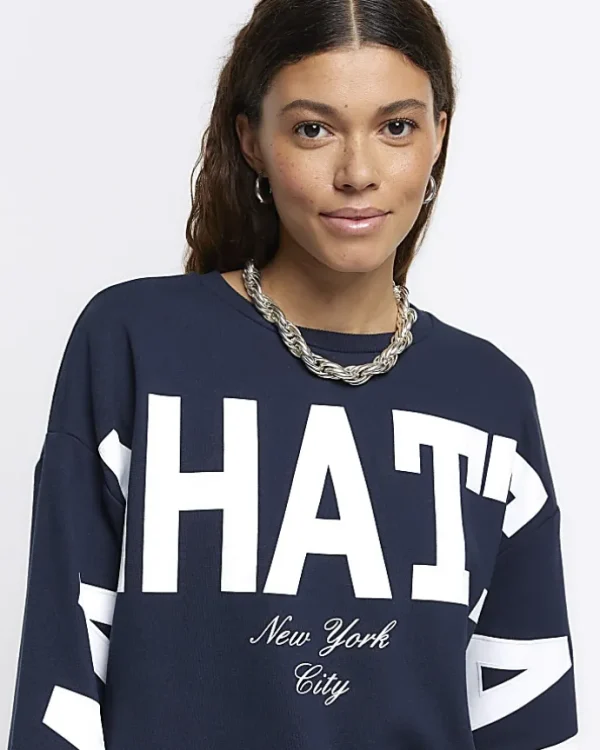 Navy Manhattan graphic sweatshirt