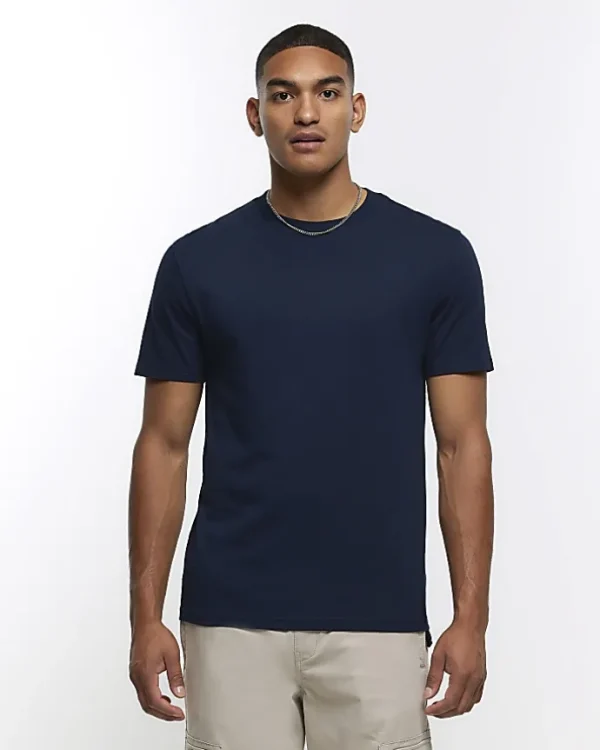 Navy multipack of 5 slim fit t-shirts