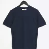 Navy muscle fit brick knit t-shirt