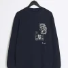 Navy regular fit gothic graphic sweatshirt