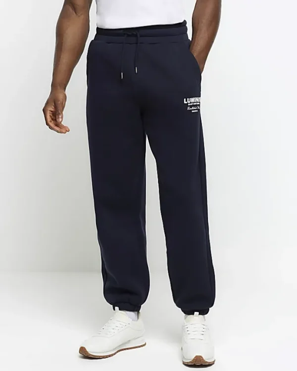 Navy Regular Fit Graphic tracksuit Joggers