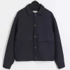 Navy regular fit plisse harrington jacket