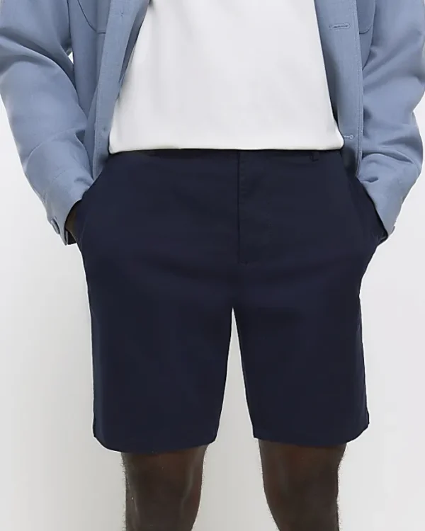 Navy skinny fit chino short