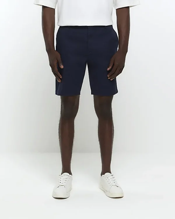 Navy skinny fit chino short