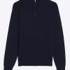 Navy slim fit half zip jumper