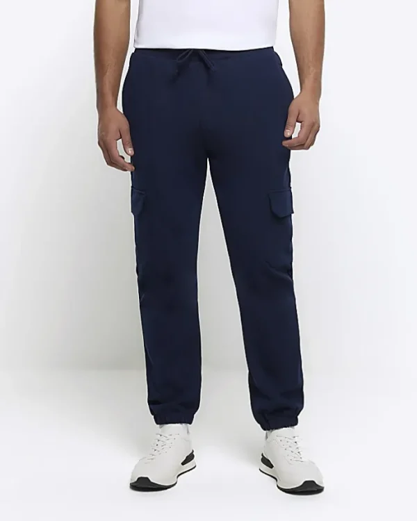 Navy slim fit smart cargo joggers