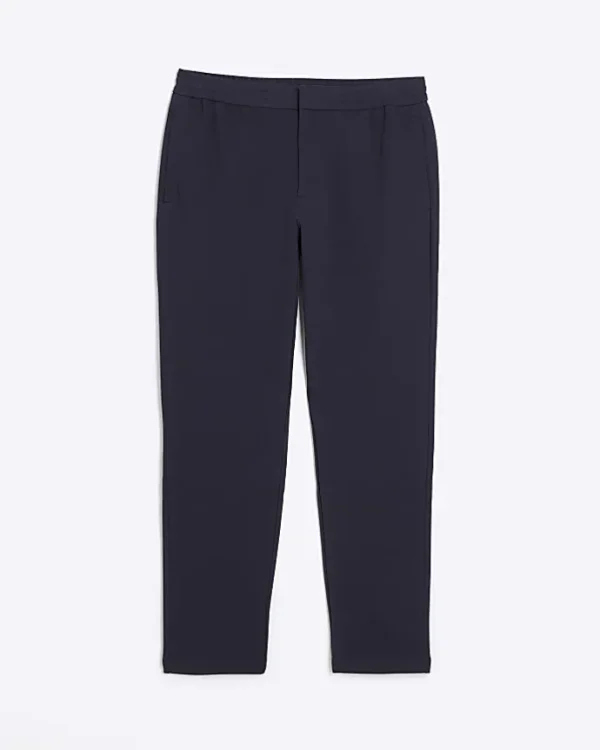 Navy slim fit twill pull on smart joggers