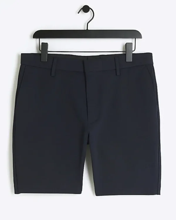 Navy Slim Fit Waffle Shorts