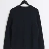 Navy slim fit wool blend crew jumper