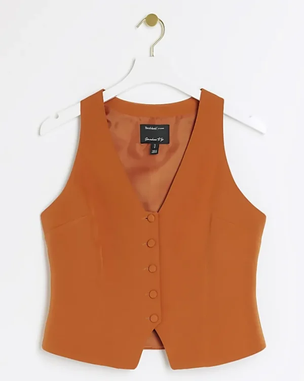 Orange Button Front Waistcoat