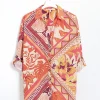 Orange floral oversized beach shirt