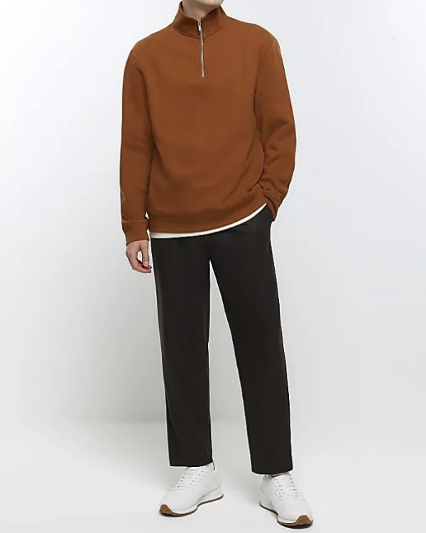 Orange regular fit funnel sweatshirt