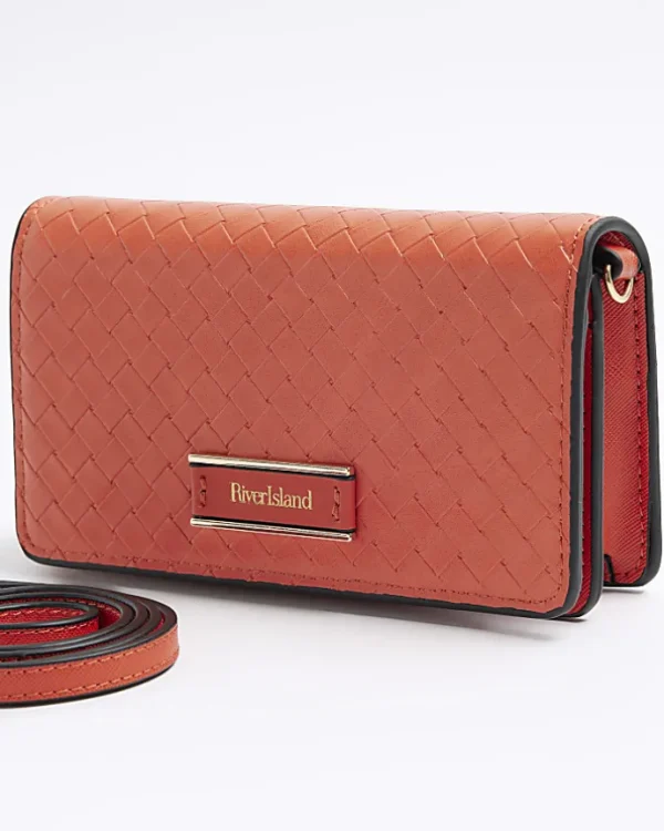 Orange weave cross body bag