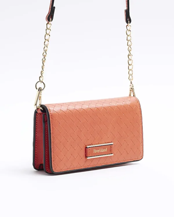 Orange weave cross body bag