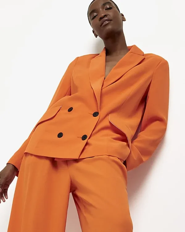 Orange wide leg trousers