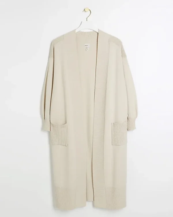 Petite beige longline cosy cardigan