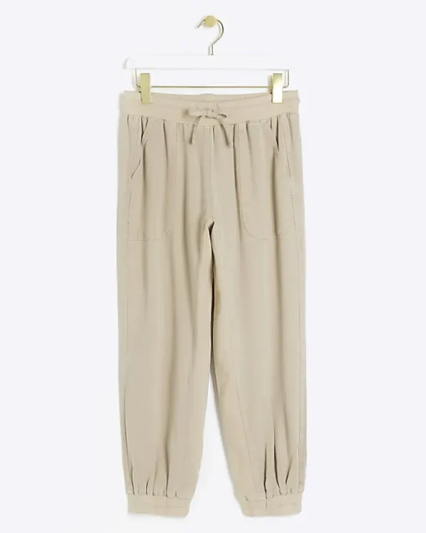 Petite beige lyocell elasticated joggers