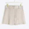 Petite beige metallic smart shorts