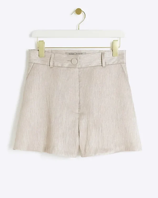 Petite beige metallic smart shorts