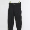 Petite black belted utility cargo trousers