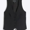 Petite black button front waistcoat